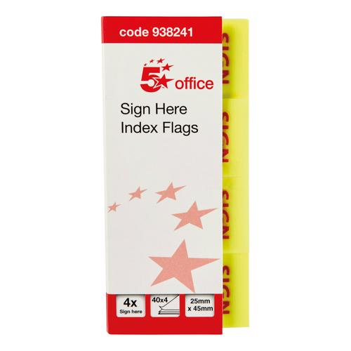 5+Star+Office+Sign+Here+Index+Flags+Tab+With+Red+Arrow+46x25mm+40x4+per+wlt+5+packs+160+Flags+%5BPack+5%5D