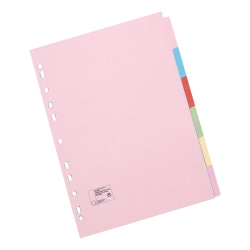 5+Star+Office+Subject+Dividers+6-Part+Recycled+Card+Multipunched+155gsm+A4+Assorted