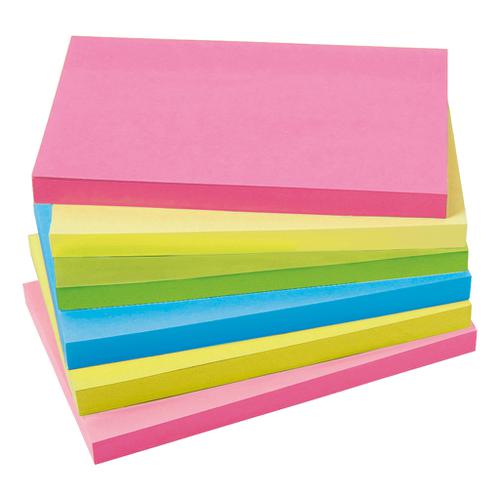 5+Star+Office+Extra+Sticky+Re-Move+Notes+Pad+of+90+Sheets+76x127mm+4+Assorted+Neon+Colours+%5BPack+6%5D