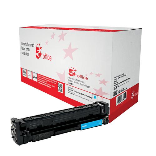 5 Star Office Remanufactured Laser Toner Cartridge Page Life 1400pp Cyan [HP 201A CF401A Alternative]
