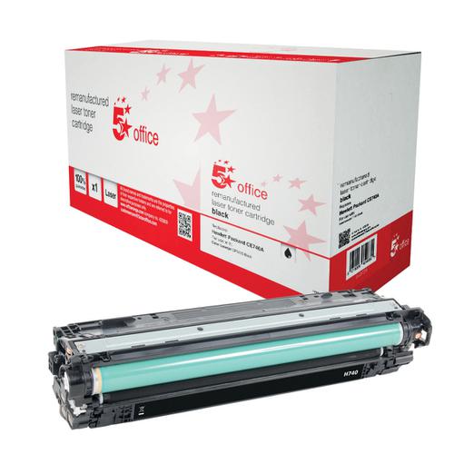 5 Star Office Remanufactured Laser Toner Cartridge Page Life 7000pp Black [HP 307A CE740A Alternative]