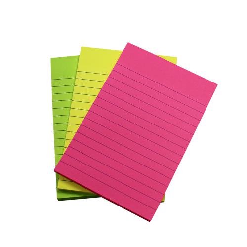 5 Star Extra Sticky Pads 70gsm 3 Neon Assorted Colours Yellow Pink & Green 90 Sheets 150x101mm [Pack 3]