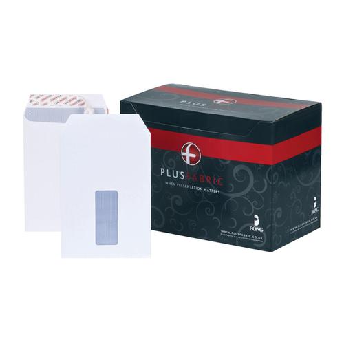 Plus Fabric Envelopes PEFC Pocket Peel & Seal Window 120gsm C5 229x162mm White Ref E24970 [Pack 500]