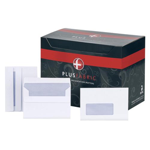 Plus+Fabric+Envelopes+PEFC+Wallet+Self+Seal+Window+120gsm+C6+114x162mm+White+Ref+F22670+%5BPack+500%5D