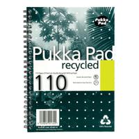 Pukka Pad Recycled Notebook Wirebound 80gsm Ruled Perforated 110pp A5 Green Ref RCA5/110 [Pack 3]