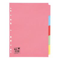 5 Star Office Subject Dividers 5-Part Recycled Card Multipunched 155gsm A4 Assorted