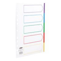 Concord Dividers 5-Part Polypropylene Reinforced Coloured-Tabs 120 Micron Extra Wide A4+ White Ref 66099