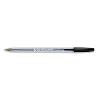 5 Star Office Ball Pen Clear Barrel Medium 1.0mm Tip 0.4mm Line Black [Pack 50]