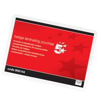 5 Star Office Laminating Pouches 250 Micron for Badge size [67x97mm] Gloss [Pack 100]