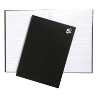 5 Star Office FSC Notebook Casebound 75gsm Ruled 160pp A4 Black [Pack 5]