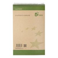 5 Star Eco Shorthand Pad Wirebound 70gsm Ruled 160pp 127x200mm Green [Pack 10]