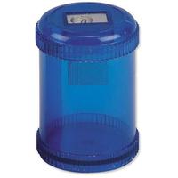 5 Star Office Pencil Sharpener Plastic Canister One Hole Max. Diameter 8mm Blue [Pack 10]