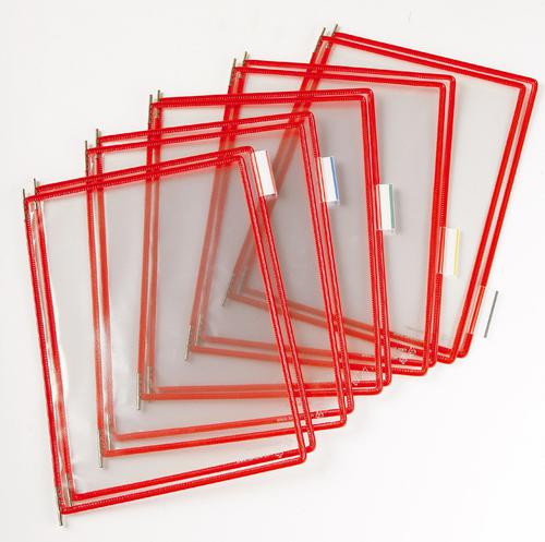 Literature Holders Tarifold Pivoting Display Pocket A4 Red (Pack 10)