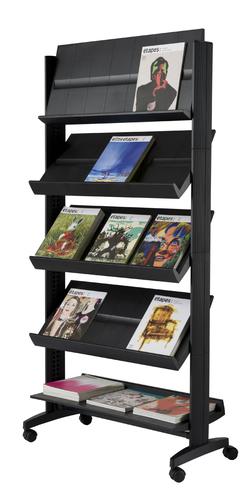 Fast Paper Easy Single Sided Mobile Literature Display 5 Shelves Black - F255N01