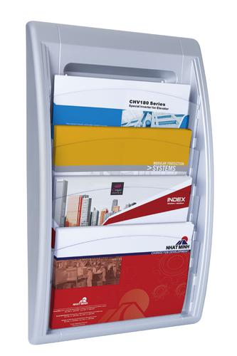 Fast Paper Oversized Quick Fit Wall Display Literature Holder Silver