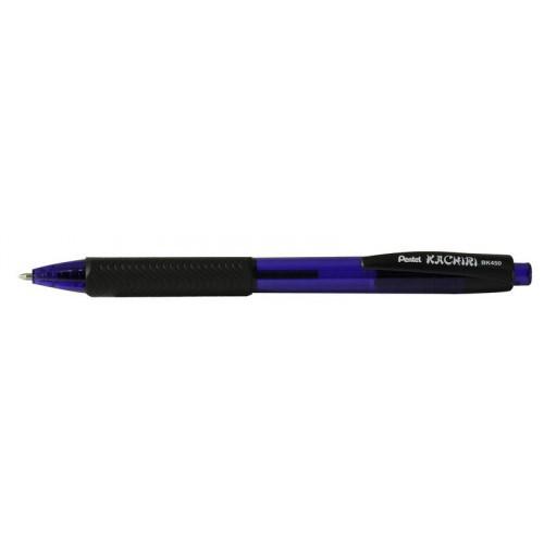 Ball Point Pens Pentel Kachiri Retractable Ballpont Pen 1.0mm Tip 0.5mm Line Dark Blue (Pack 12)