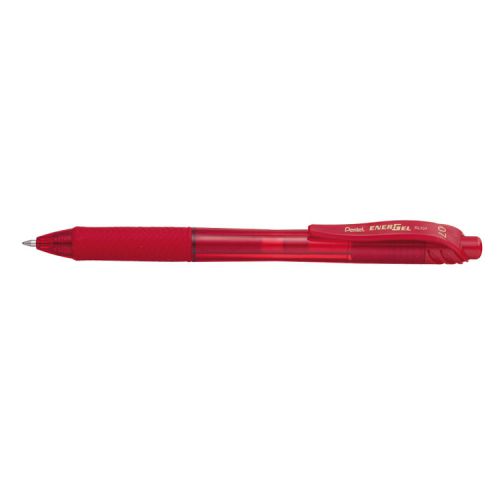 Pentel Energel X Gel Retractable Gel Rollerball Pen 0.7mm Tip 0.35mm Line Red (Pack 12) BL10.7-B - BL107-BX