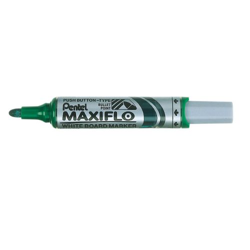 Pentel Whiteboard Marker Bullet Tip 3mm Line Green (Pack 12) - MWL5M-DO