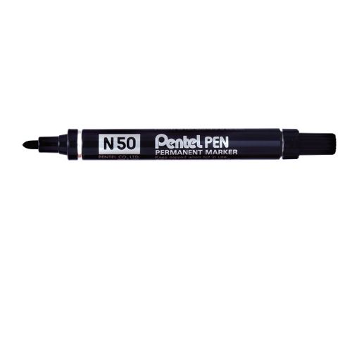 Pentel N50 Permanent Marker Bullet Tip 2.2mm Line Black (Pack 12) - N50-A