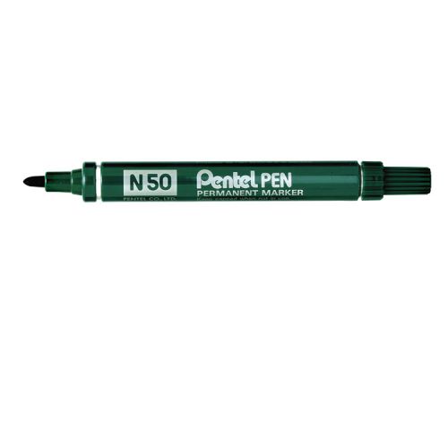 Pentel+N50+Permanent+Marker+Bullet+4.3mm+Tip+2.2mm+Line+Green+Ref+N50-D+%5BPack+12%5D