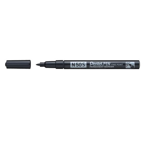 Pentel N50S Permanent Marker Fine Bullet Tip 0.5-1mm Line Black (Pack 12)