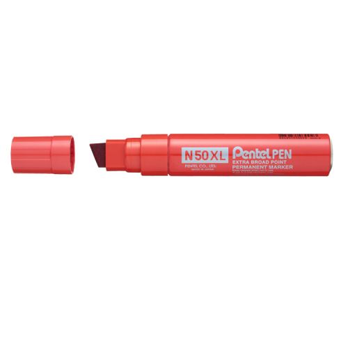 Pentel N50XL Permanent Marker Jumbo Chisel Tip 17mm Line Red (Pack 6)