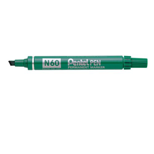 Pentel N60 Permanent Marker Chisel Tip 3.9-5.7mm Line Green (Pack 12) - N60-D