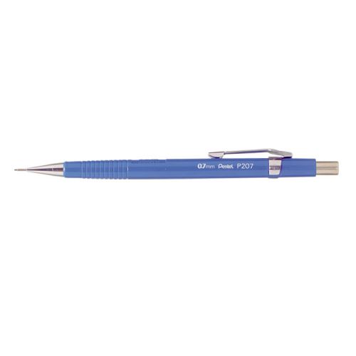 Pentel P207 Mechanical Pencil with Eraser Steel-lined Sleeve with 6 x HB 0.7mm Lead Ref P207 [Pack 12]