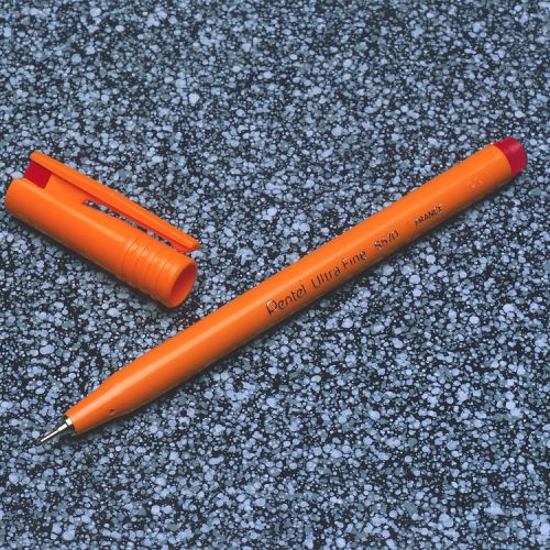 Pentel+S570+Ultra+Fine+Pen+Plastic+0.6mm+Tip+0.3mm+Line+Red+Ref+S570-B+%5BPack+12%5D