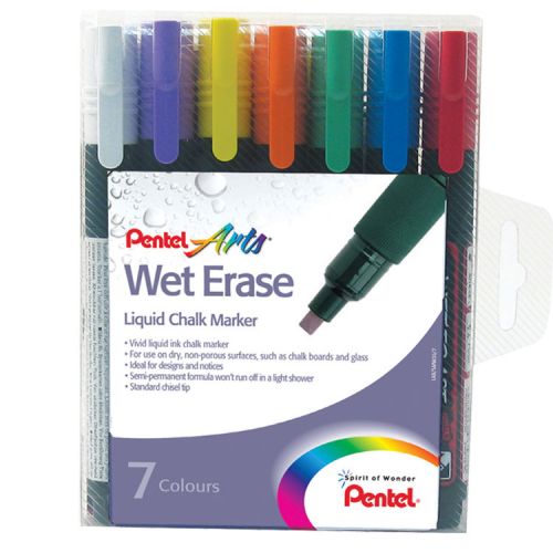 Pentel Wet Erase Chalk Marker Medium Tip  Assorted PK7