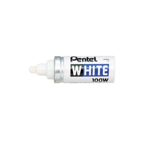Pentel White Permanent Marker Valve-controlled Bullet Tip 6.6mm Tip 3.3mm Line White Ref X100W [Pack 12]