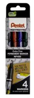 Pentel NF450 Permanent Marker Bullet Tip 0.8mm Line Assorted (Pack 4) YNF450/4-M