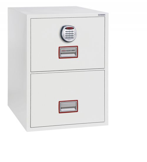 Phoenix Vertical Fire File 2 Drawer Filing Cabinet Elecronic Lock White FS2252E