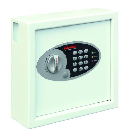 Safes Phoenix Cygnus Key Deposit Safe 30 Hook Electronic Lock White KS0031E
