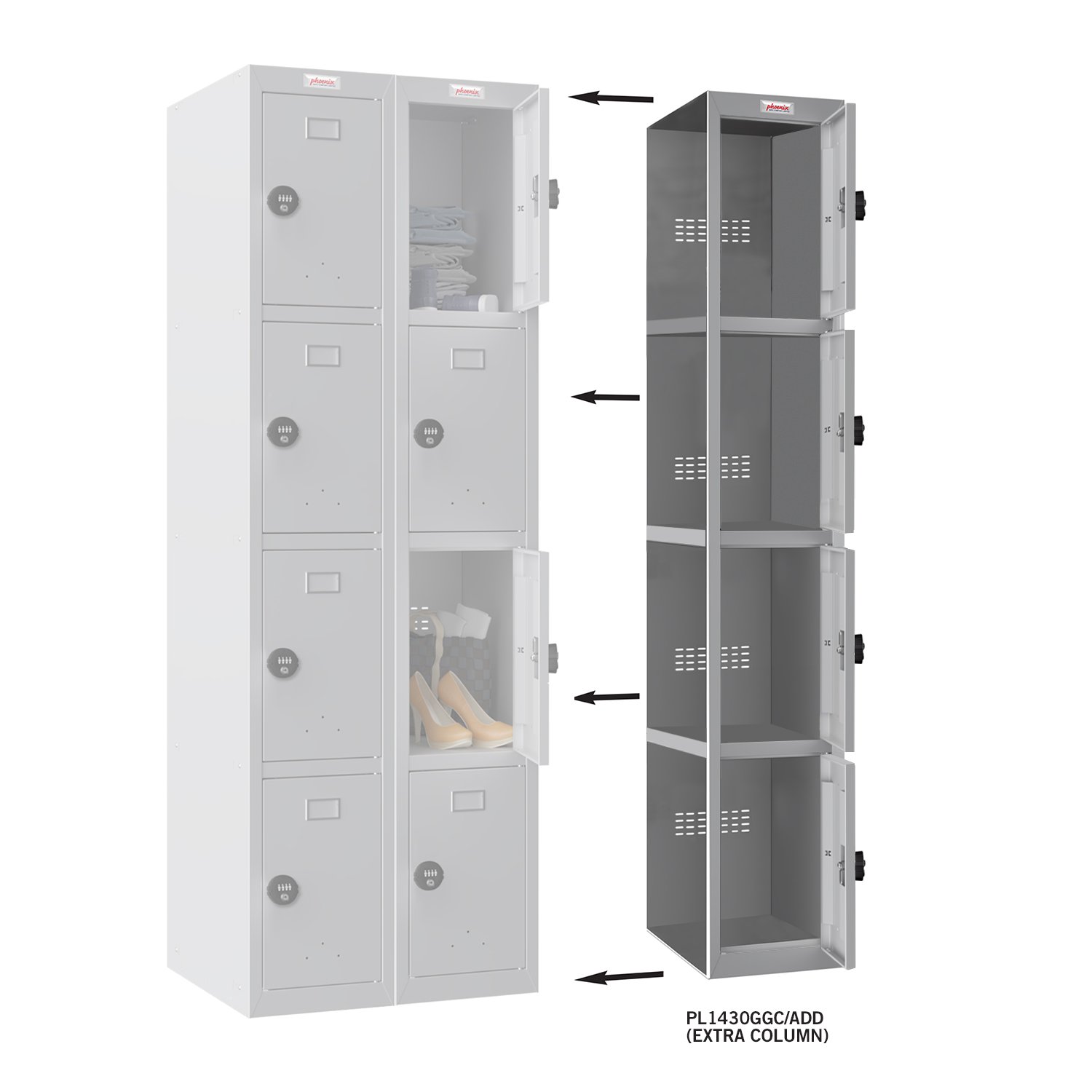 ADDON COLUMN 4DOOR PERSONAL LOCKER GY