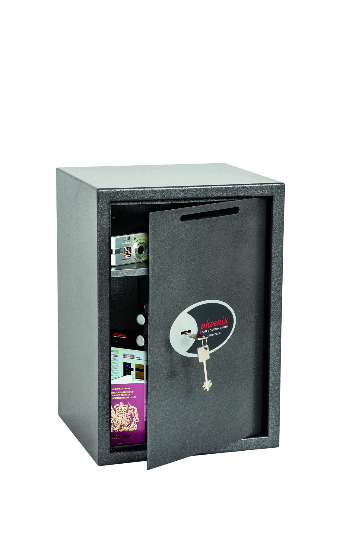Phoenix Vela Deposit Home and Office Size 4 Safe Key Lock Graphite Grey SS0804KD