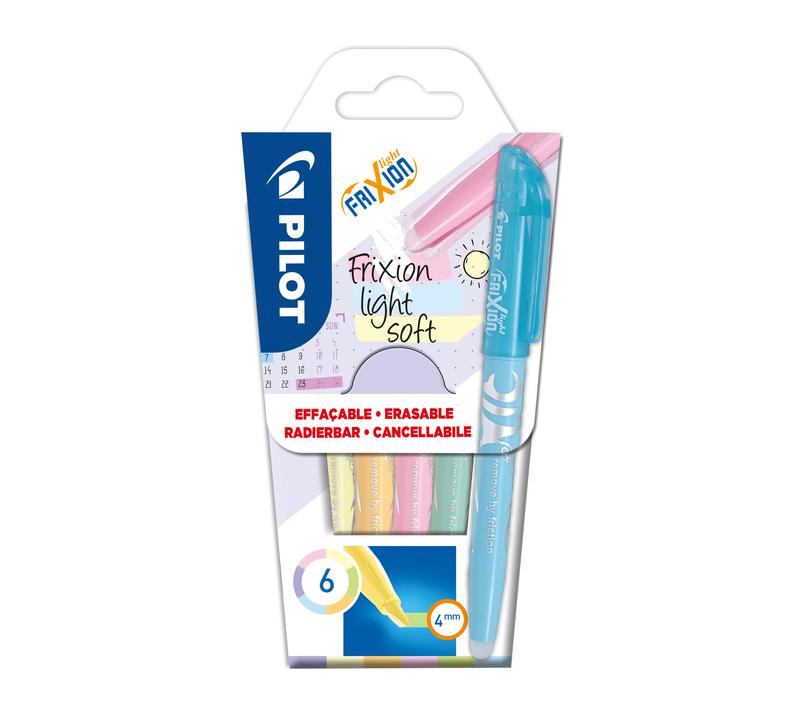 Pilot FriXion Light Soft Erasable Highlighter Pen Chisel Tip 3.8mm Line Assorted Pastel Colours (Pack 6)