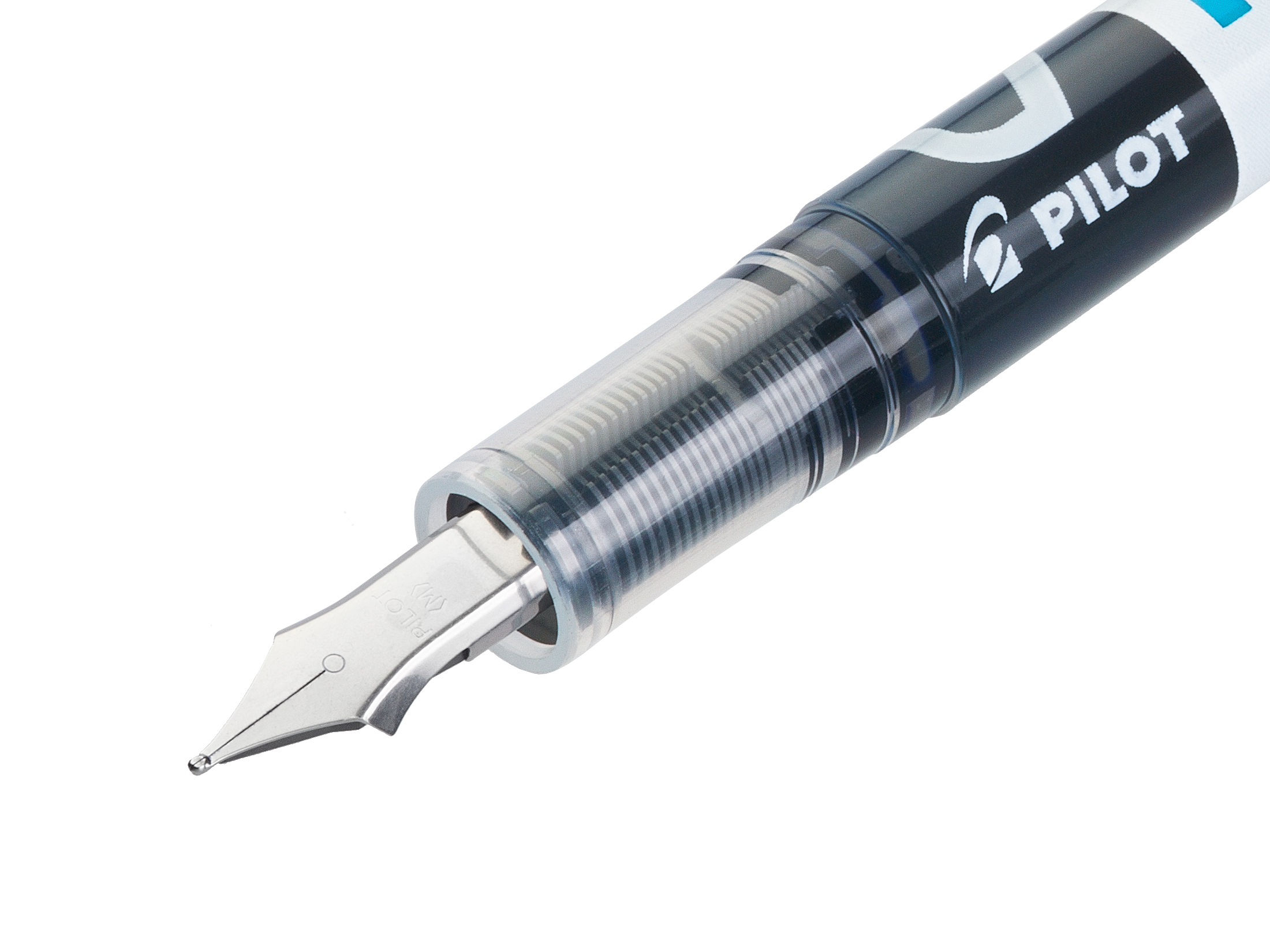 Image 4 of Pilot V Disposable Fountain Pen Black Ink Metallic Grey Barrel