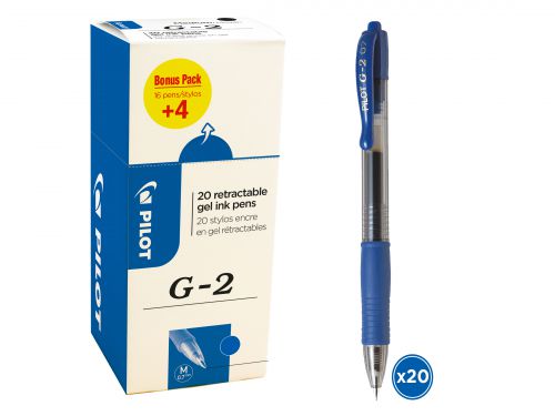 Pilot+G-2+Gel+Ink+Rollerball+Value+Pack+20+Blue+Medium+Tip