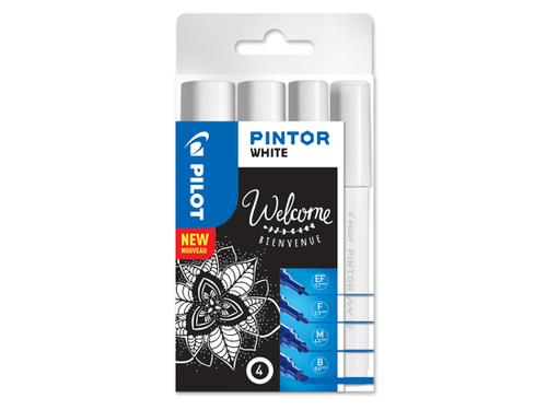 Pilot Pintor Paint Marker Extra Fine/Fine/Medium/Broad White (Pack 4) 3131910537502