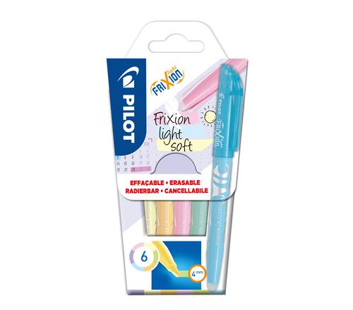 Highlighters Pilot FriXion Light Soft Erasable Highlighter Pen Chisel Tip 3.8mm Line Assorted Pastel Colours (Pack 6)