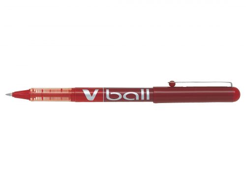 Pilot V-Ball VB5 Rollerball Pen Fine 0.5mm Tip 0.3mm Line Red Ref BLVB502 [Pack 12]