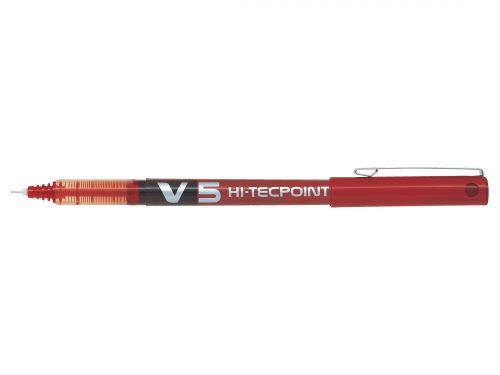 Pilot+V5+Hi-Tecpoint+Liquid+Ink+Rollerball+Pen+0.5mm+Tip+0.3mm+Line+Red+%28Pack+12%29+-+100101202