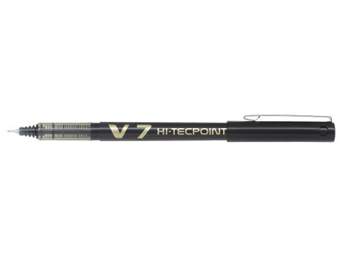 Pilot V7 Hi-Tecpoint Liquid Ink Rollerball Pen 0.7mm Tip 0.5mm Line Black (Pack 12) - 101101201