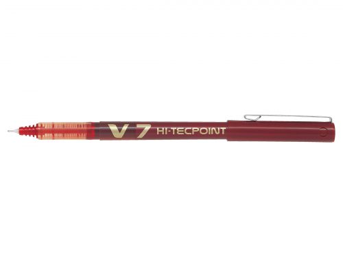 Pilot+V7+Hi-Tecpoint+Liquid+Ink+Rollerball+Pen+0.7mm+Tip+0.5mm+Line+Red+%28Pack+12%29+-+101101202