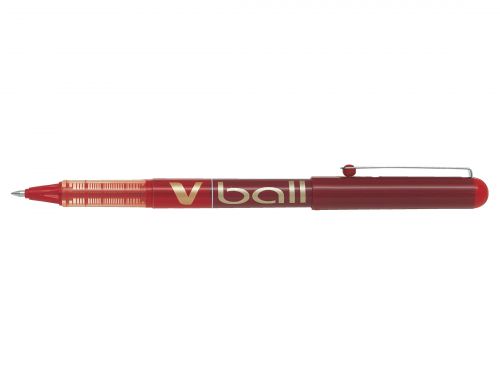 Rollerball Pens Pilot VBall Liquid Ink Rollerball Pen 0.7mm Tip 0.4mm Line Red (Pack 12)