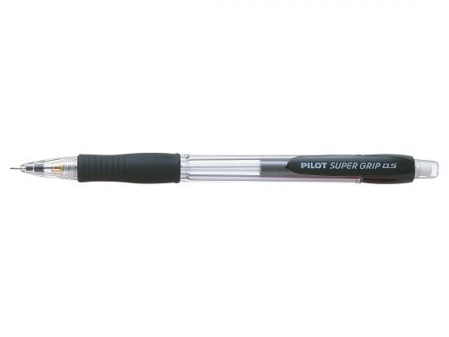 Mechanical Pencils Pilot Super Grip Mechanical Pencil HB 0.5mm Lead Black/Transparent Barrel (Pack 12)