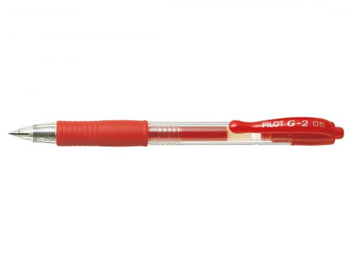 Pilot G205 Gel R/ball Pen Rubber Grip Retractable 0.5mm Tip 0.32mm Line Red Ref 4902505163111 [Pack 12]