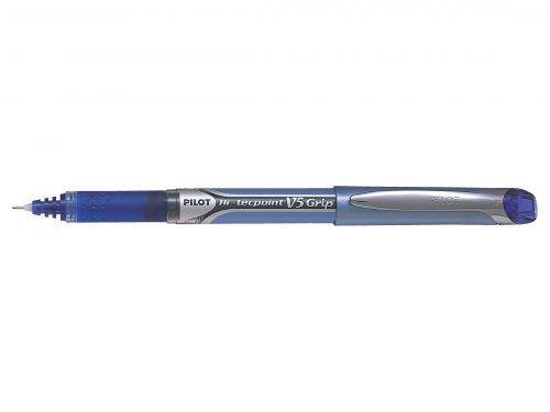 Pilot V5 Hi-Tecpoint Rollerball Pen Rubber Grip Fine 0.5mm Tip 0.3mm Line Blue Ref BXGPNV503 [Pack 12]