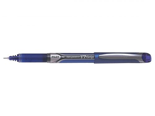 Pilot V7 Hi-Tecpoint Rollerball Pen Rubber Grip Fine 0.7mm Tip 0.5mm Line Blue Ref BXGPNV7-03 [Pack 12]